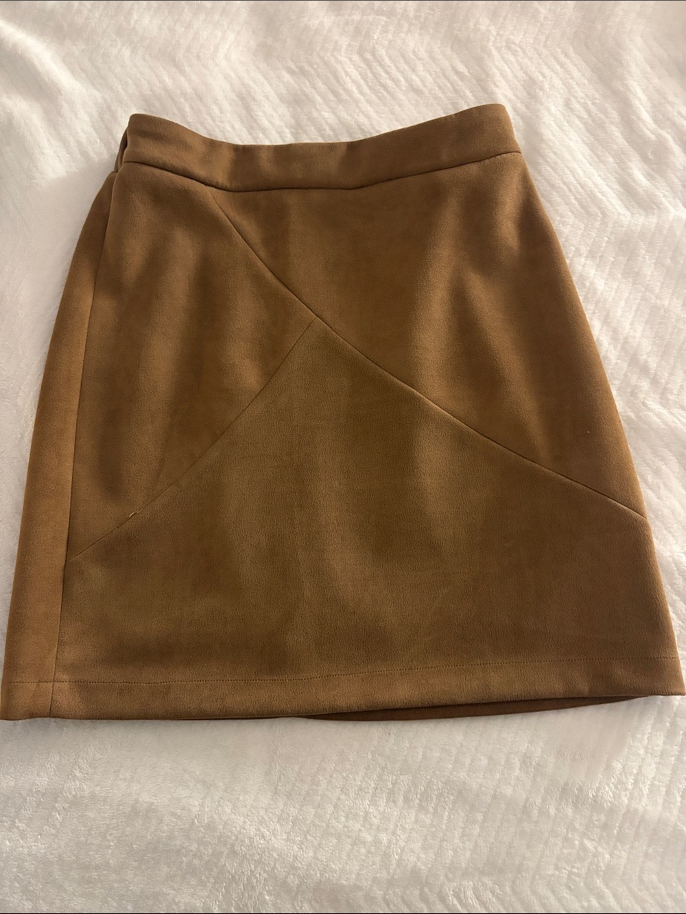 Simple Brown Suede-Look Mini Skirt